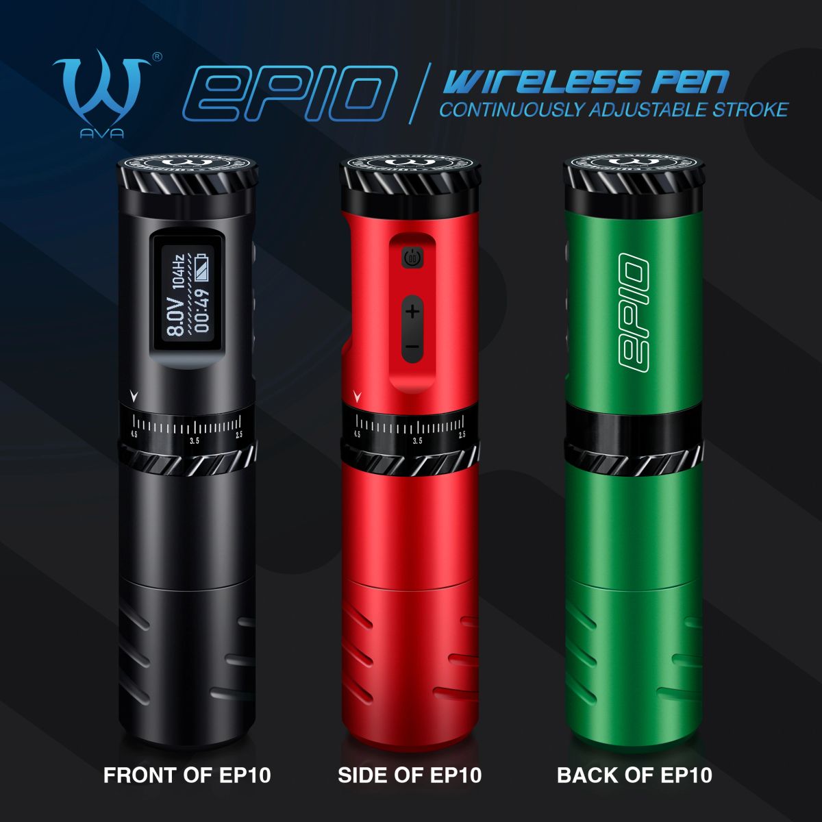 AVA EP10 Adjustable Stroke Wireless Tattoo Pen Machine – 2.5mm to